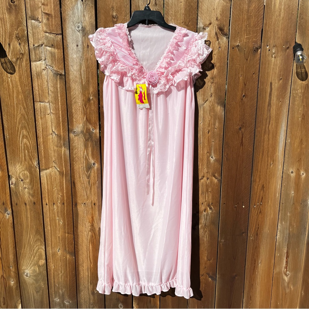Vintage Pink Ruffled Chemise With Tags